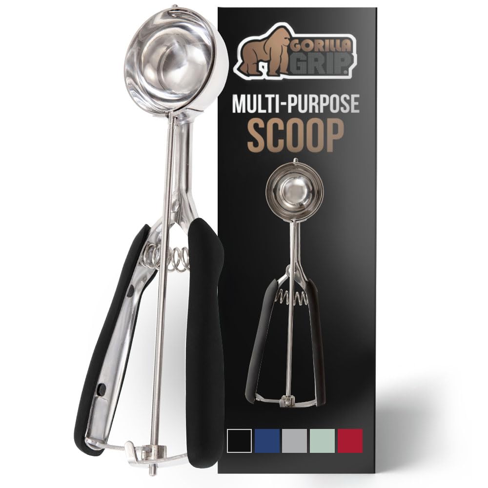 Gorilla Grip Stainless Steel Multipurpose Bpa-Free Spring Scoop, 2 Tbsp, Melon Ballers, Cookie Dough Scoops, Perfect Portion Siz