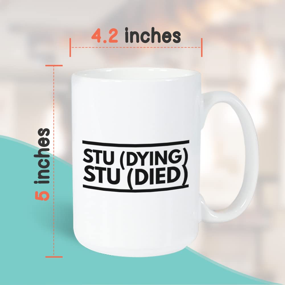 Student Coffee Mug 15 oz, Studying Studied Funny Inspirational Gift Cup for College Student High School Graduate Freshman from M