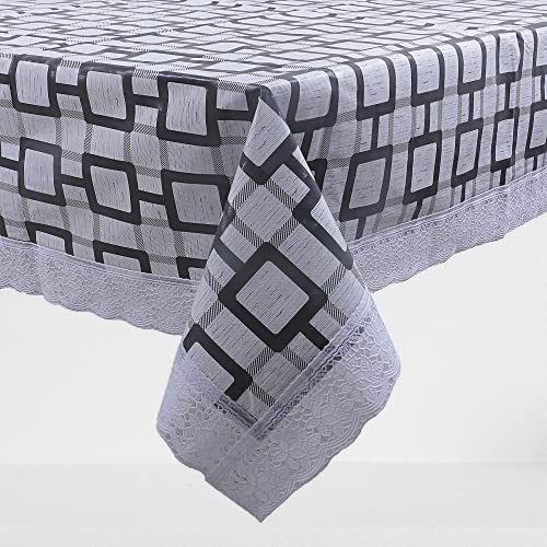 CASANEST 60X120 Checkered PVC 1012 Seater Dining Table Cover  Grey printed005