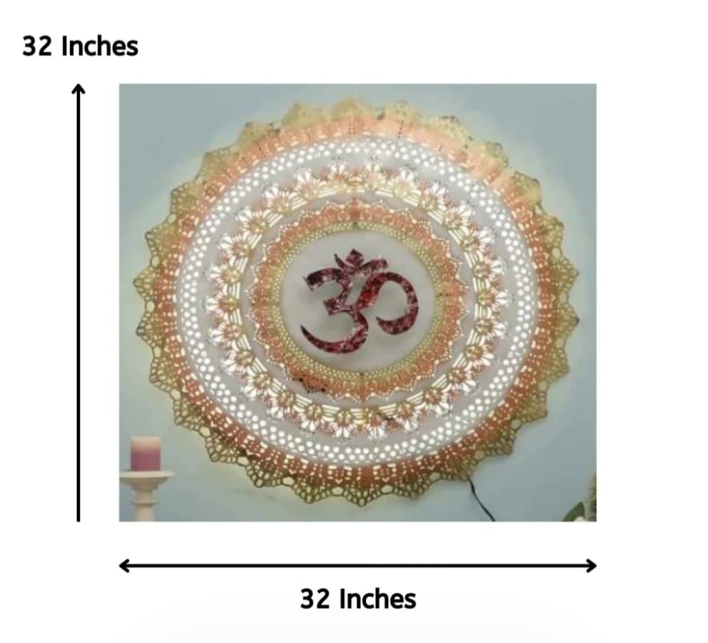 Decornus metal wall decor Om Wall Hanging Wall Mounted Hanging Art with LED Light for home living room bedroom restaurants and g