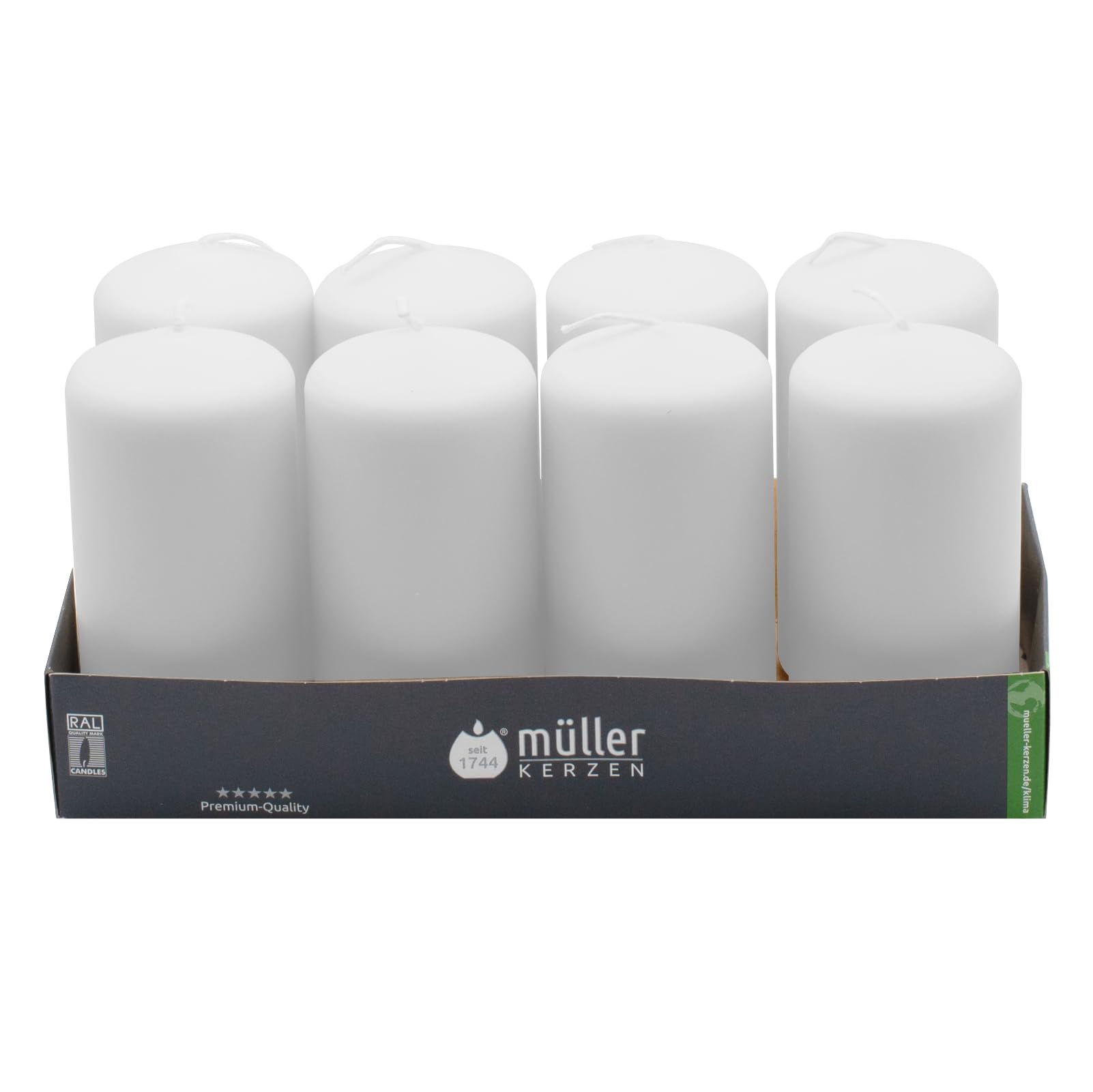 MAller Unscented Pillar candles - Set of 6 White candles in Bulk - 224 x 472 Inch - 32 Hours Long Burning Decorative candles - Dripless Wax - Smokeless Wick - RAL Quality - Made in germany