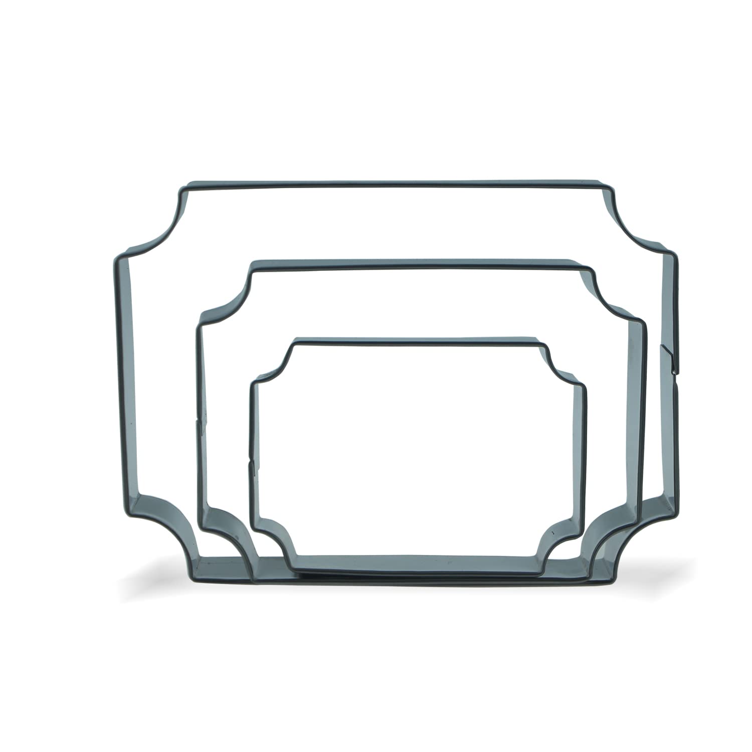 Keewah Rectangle Plaque Cookie Cutter Set - 5   ,4   ,3    - 3 Piece - Stainless Steel