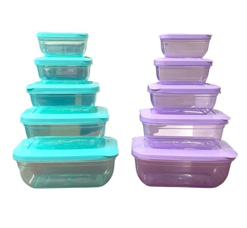 Csm 5+5 Rectangular Plastic Food Storage Container With Air Tight Lid Kitchen Container Meat Box Fridge And Freezer Storage Boxe