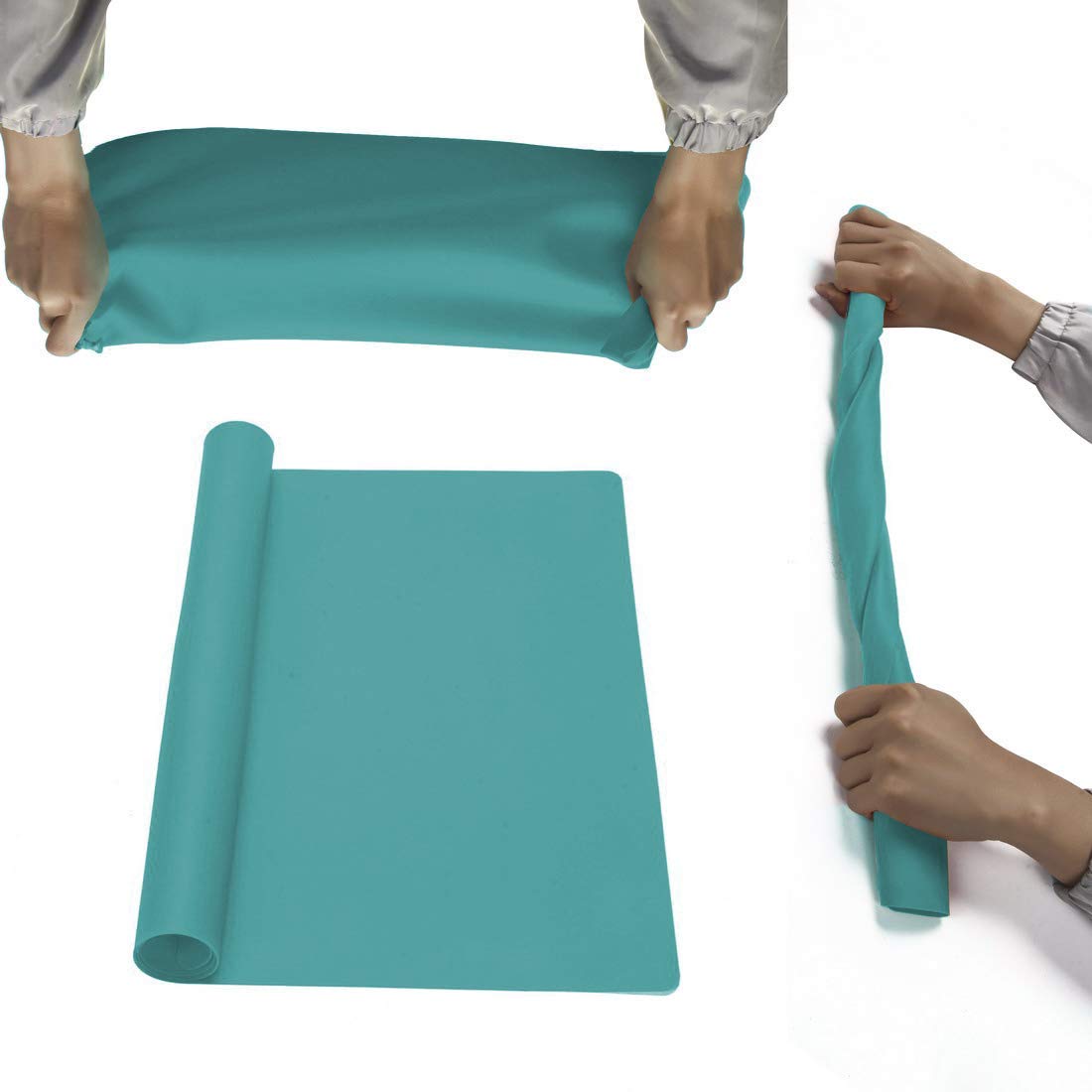 23.6 ' ' By 15.7 ' 'Flexible Silicone Placemat Non Slip Waterproof Heat Resistant Dinner Table Mat (Dark Green-2 Pcs)