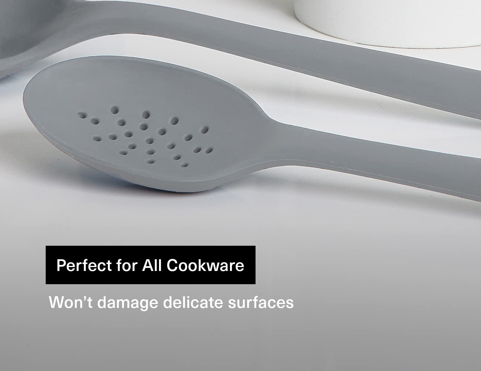 Misen Silicone Slotted Spoon - 12-Inch Heat Resistant Up To 450F Kitchen Spoon - Kitchen Utensils - Versatile Scoop For Poached