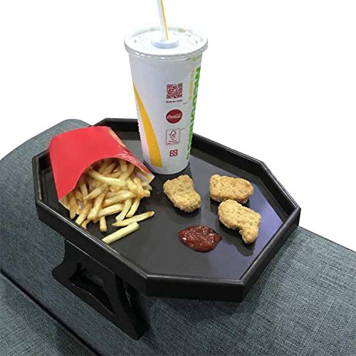 Xchouxer Sofa Arm Clip Table, Armrest Tray Table, Drinks/Remote Control/Snacks Holder, 9 In X 12.3 In X 4.5 In  (Cherry Brown)