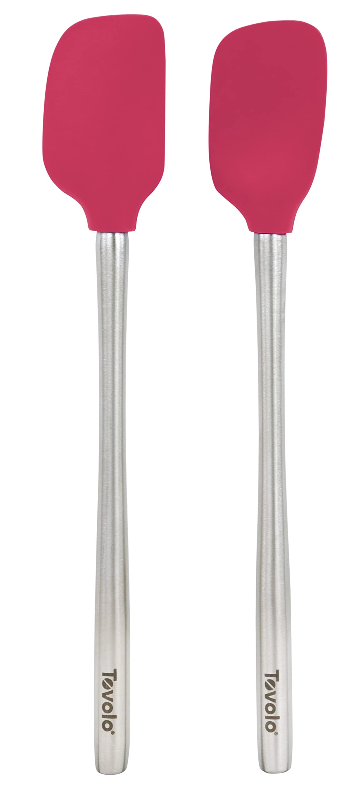 Tovolo Flex-Core Stainless Steel Handled Mini Spatula & Spoonula Set of 2, Kitchen Utensil Set, BPA-Free Silicone, Safe for Cast