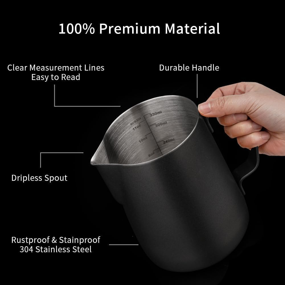 Watchget Stainless Steel Milk Frothing Pitcher 12Oz/350Ml - Espresso Steaming Pitcher For Cappuccino, Latte Art, Coffee Machine