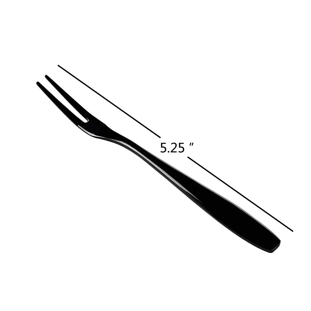Wekioger 12 Piece Mini Cake Fork, Black Stainless Steel Fruit Fork