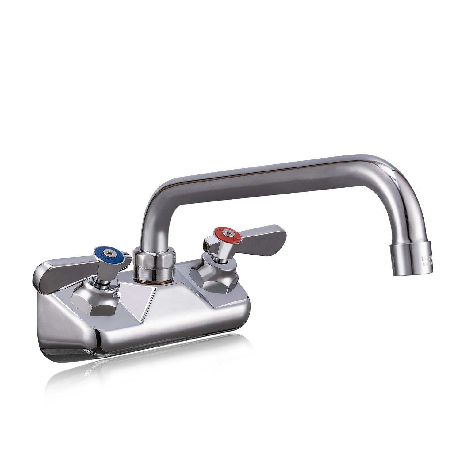 Phivan Commercial Sink Faucet 4 Inch Center Wall Mount Bar Sink Faucet 2 Hole Brass Constructed with 10 Swivel Spout 3 Compartme