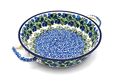 Polish Pottery Baker  Round with Handles  8  Huckleberry