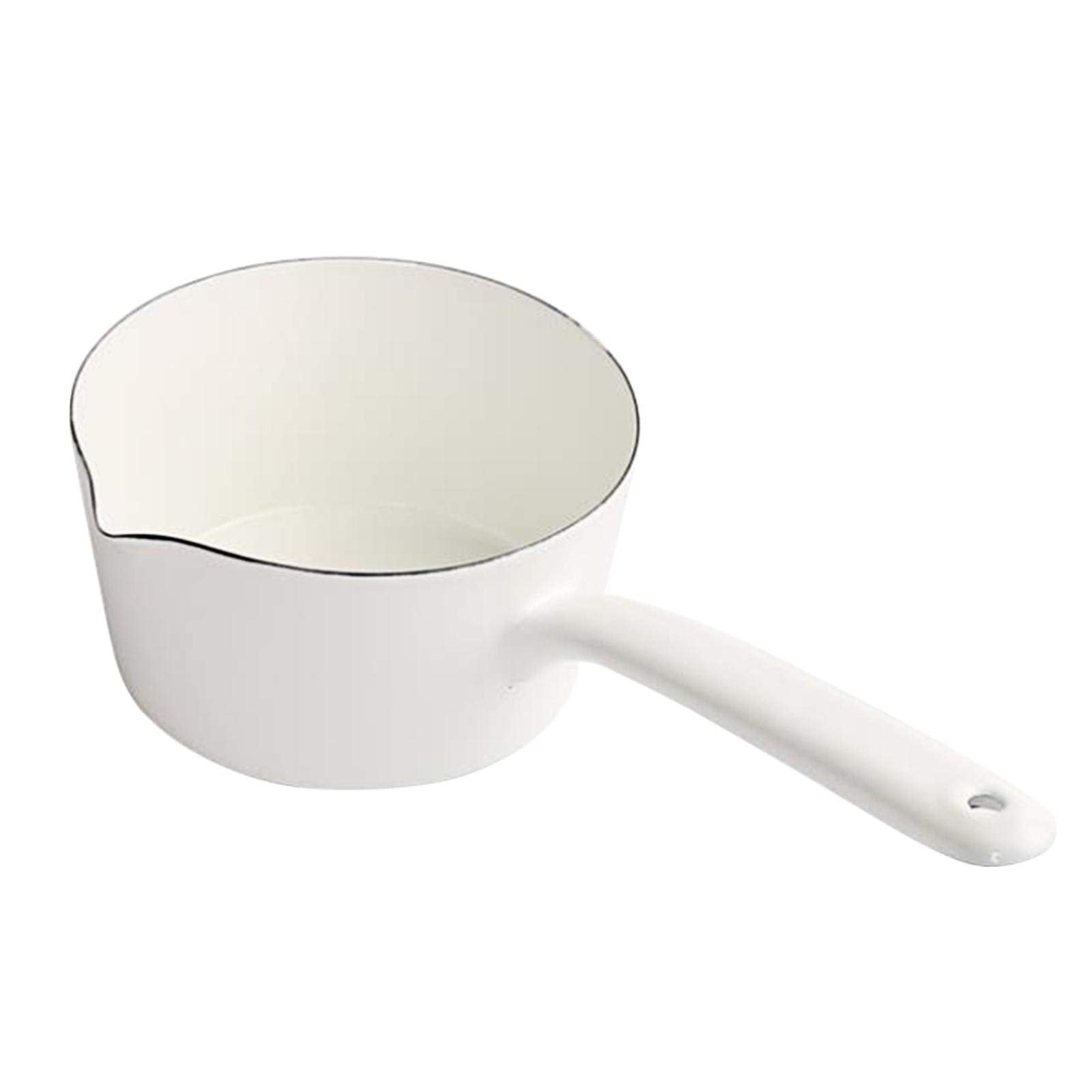 Calidaka 1.2L Enamel Milk Pan, Mini Butter Warmer, Saucepan With Pour Spout, Nonstick Pot, Melting Pot For Induction Electric Ga