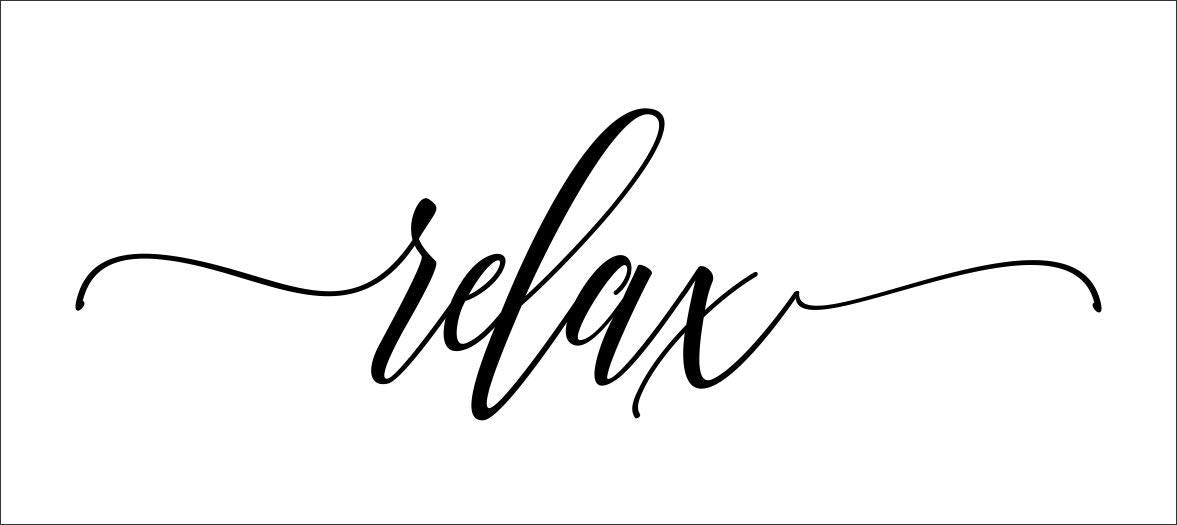 Bathroom Wall Decor Relax Cursive Lettering Bath Wall Decals Stickers 36X11 Black