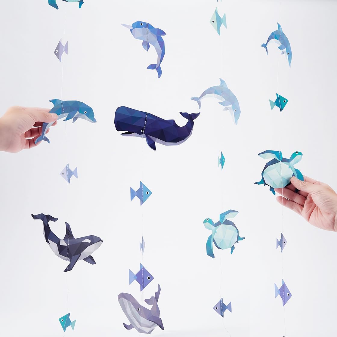 Cheerland Sea Creature Garland Under The Sea Party Decorations Hanging Geometric Nautical Whale Turtle Orca Garland Ocean Party