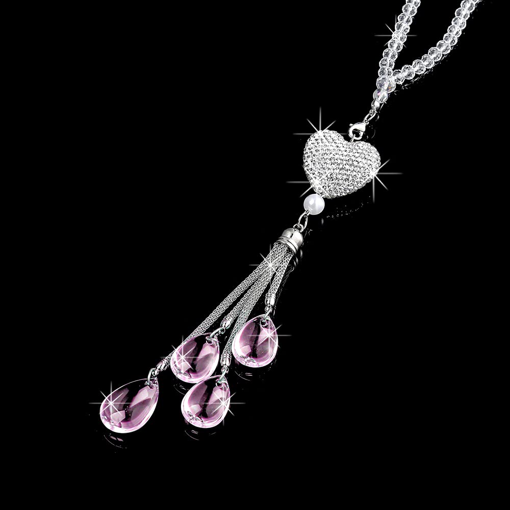 TZnyly Pink Star Rhinestone Rearview Mirror Hanging Ornaments Car Decor Accessories For Women