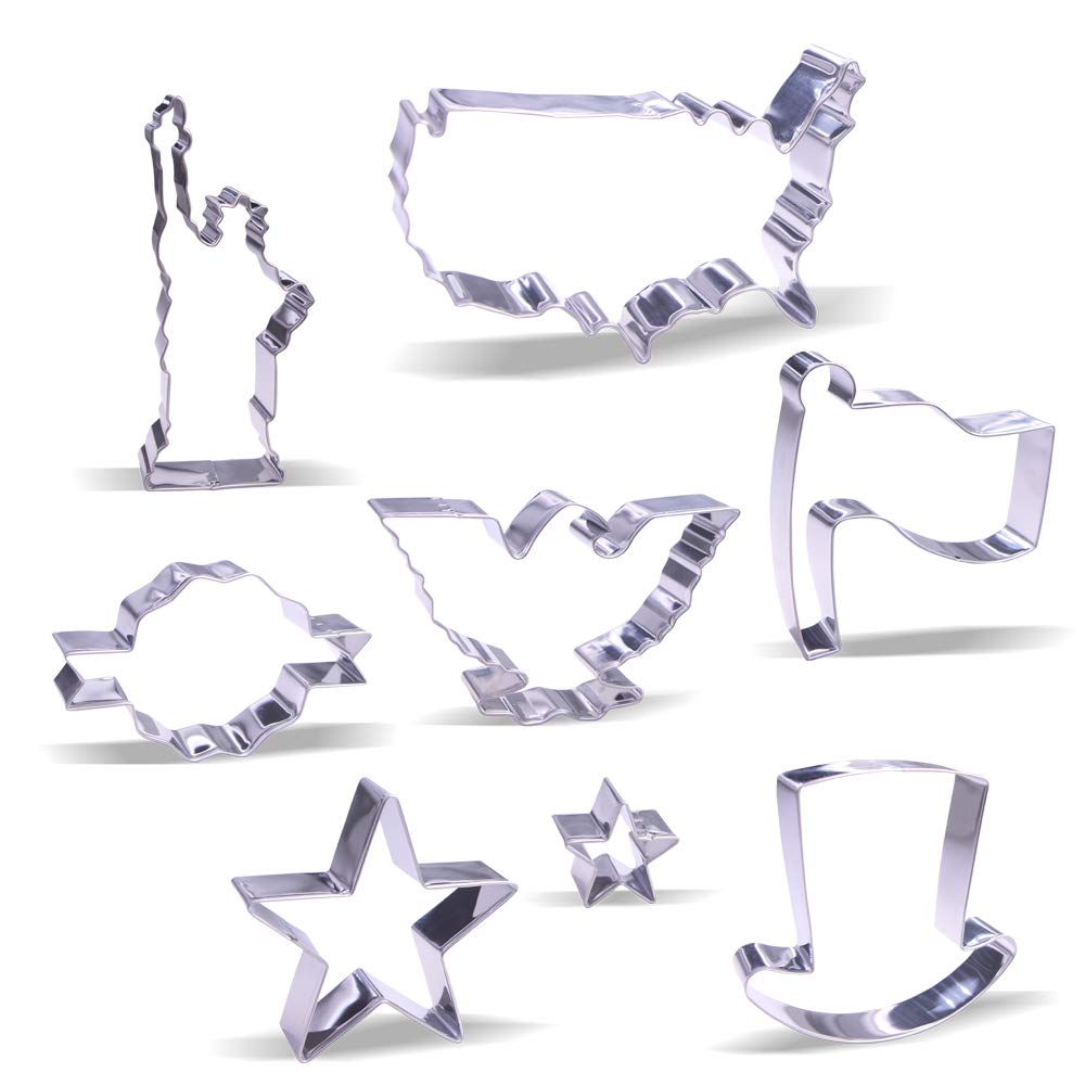 4Th Of July Cookie Cutter Set - 8 Piece - Stainless Steel
