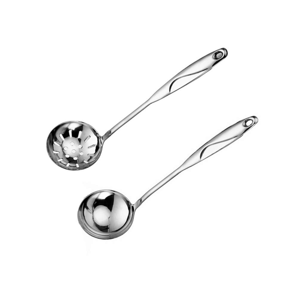 4 Pcs Slotted Spoon And Soup Ladle, Hot Pot Spoon Ladle, Stainless Steel Flatware Serving Utensils, Long Handle Cooking Ladle Fo