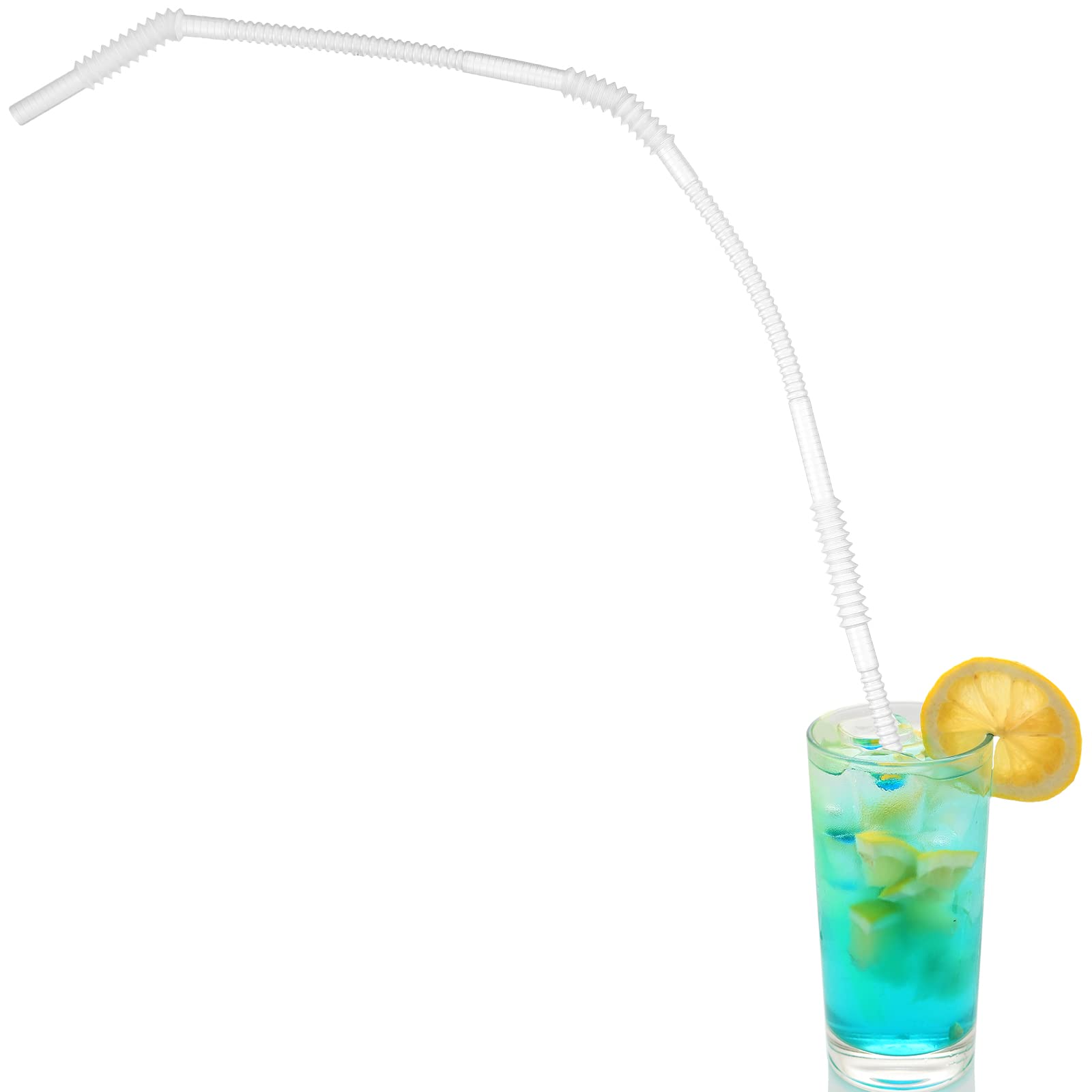 12 Pieces Flexible Drinking Straws Extra Long Plastic Straws For Camping Limited Mobility Situations Dishwasher (Clear, 28 Inche