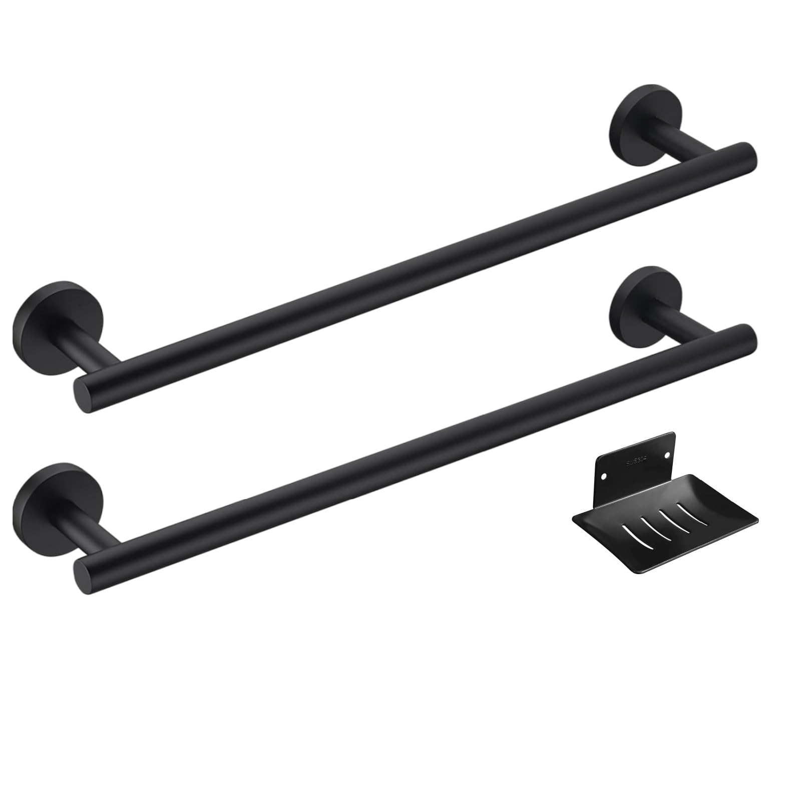 Mwxmm Matte Black Towel Bar - 16 Inch Thickened Towel Rack 2 Pack For Bathroom, Sus304 Stainless Steel Bathroom Hardware Accesso