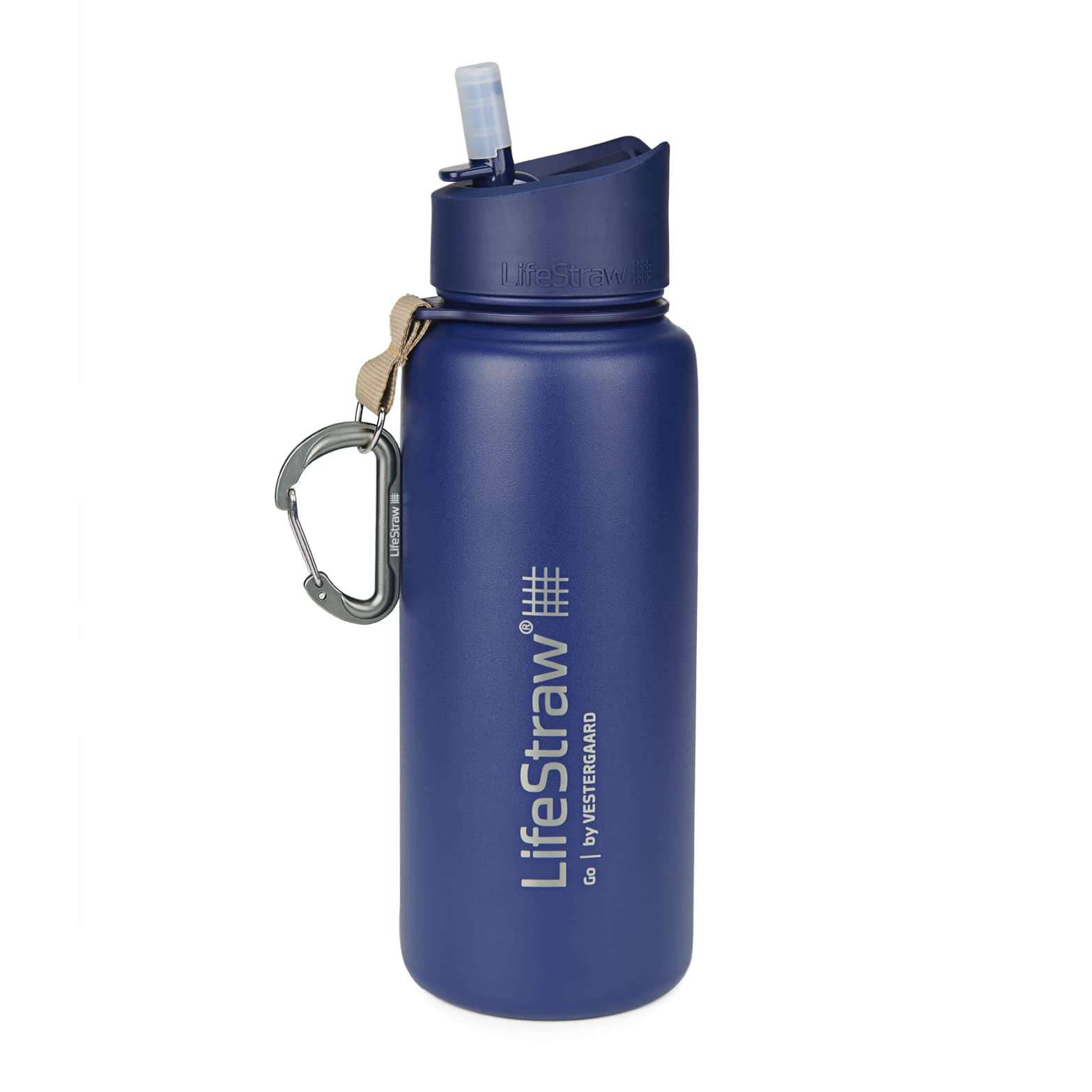 Lifestraw Go Stainless Steel Water Filter Bottle With 2-Stage Integrated Filter Straw, Double Wall Vacuum Insulated, For Hiking,