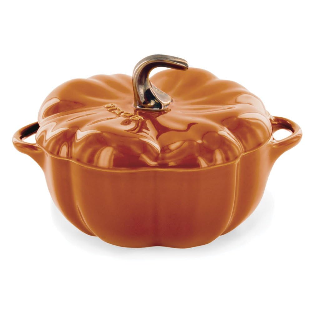 STAUB 0.5qt Petite Ceramic, Oven & Stove Safe up to 572F, Pumpkin Dish, Baking , Candy Dish, Burnt Orange