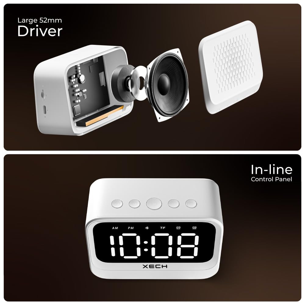 Xech Plastic Alarm Clock For Students And Heavy Sleepers Mini Digital Clock With Speaker Dual Alarm Usb C Powered Loud Alarm For