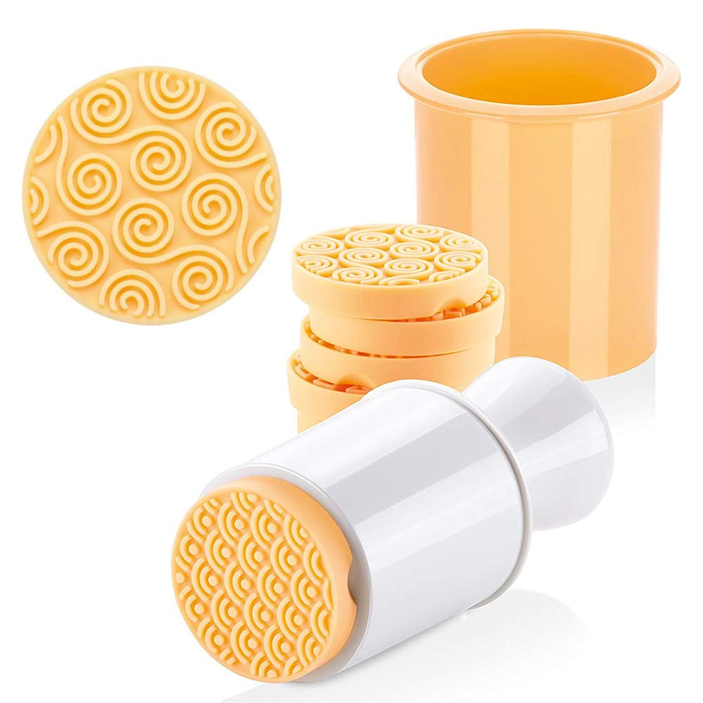 Kaishane Silicone Cookie Stamps Set For Baking - Geo Geometric Figure Cookie Stamps With Handle And 6 Silicone Stamps High Heat