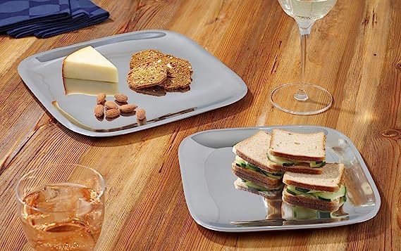 Nambe Square Accent Tray | Oven Safe Plate For Serving Food For Party Entertaining | 6-Inch Serving Tray For Steak, Appetizers,