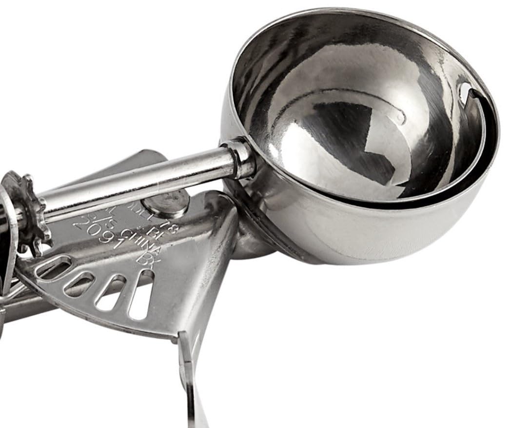 Soro Essentials- #30 Stainless Steel 1-1/4 Oz. Thumb Press Food Disher With Black Handle- Color Coded Disher For Food Portion Co