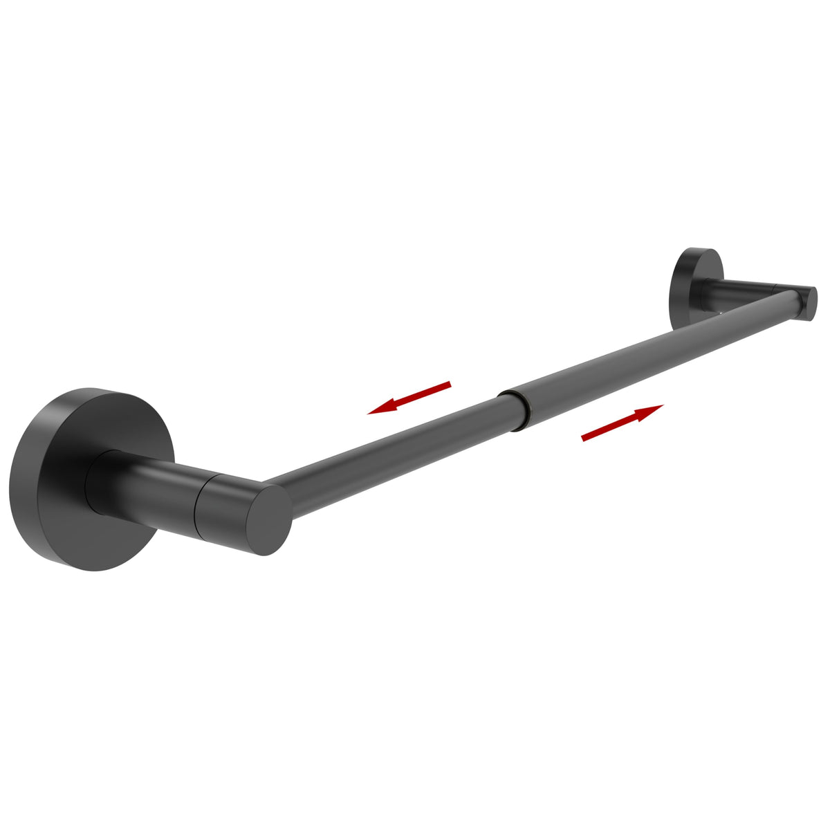 Ruacq Adjustable Towel Bar Black 13.7 To 24 Inch Bathroom Black Single Towel Bar Stainless Steel Modern Wall Mounted Round Towel