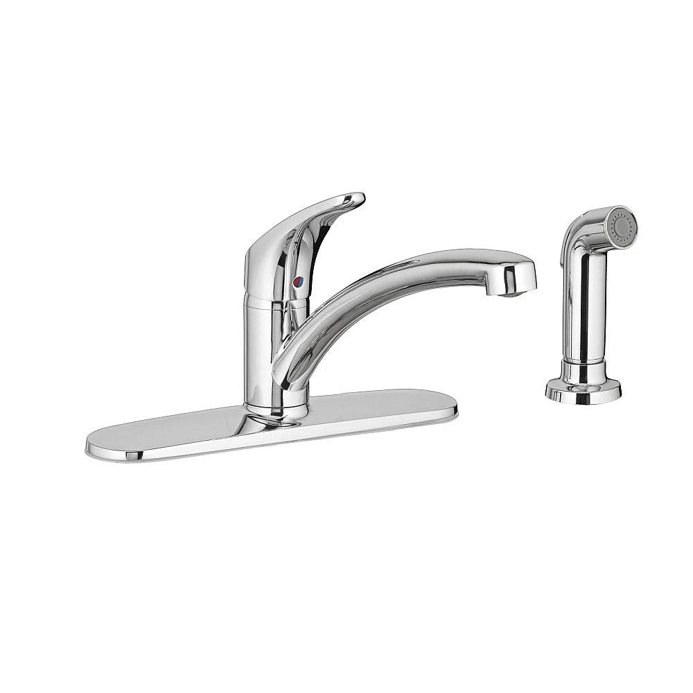 American Standard 7074040.002 Colony Pro Single-Handle Kitchen Faucet With Side Spray And Deckplate, Polished Chrome