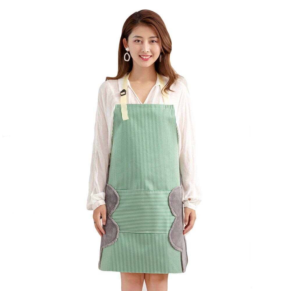 Mockery Kitchen Green Color Apron With Front Center Pocket & Adjustable Buckle On Top And 2 Long Ties On Both Sides