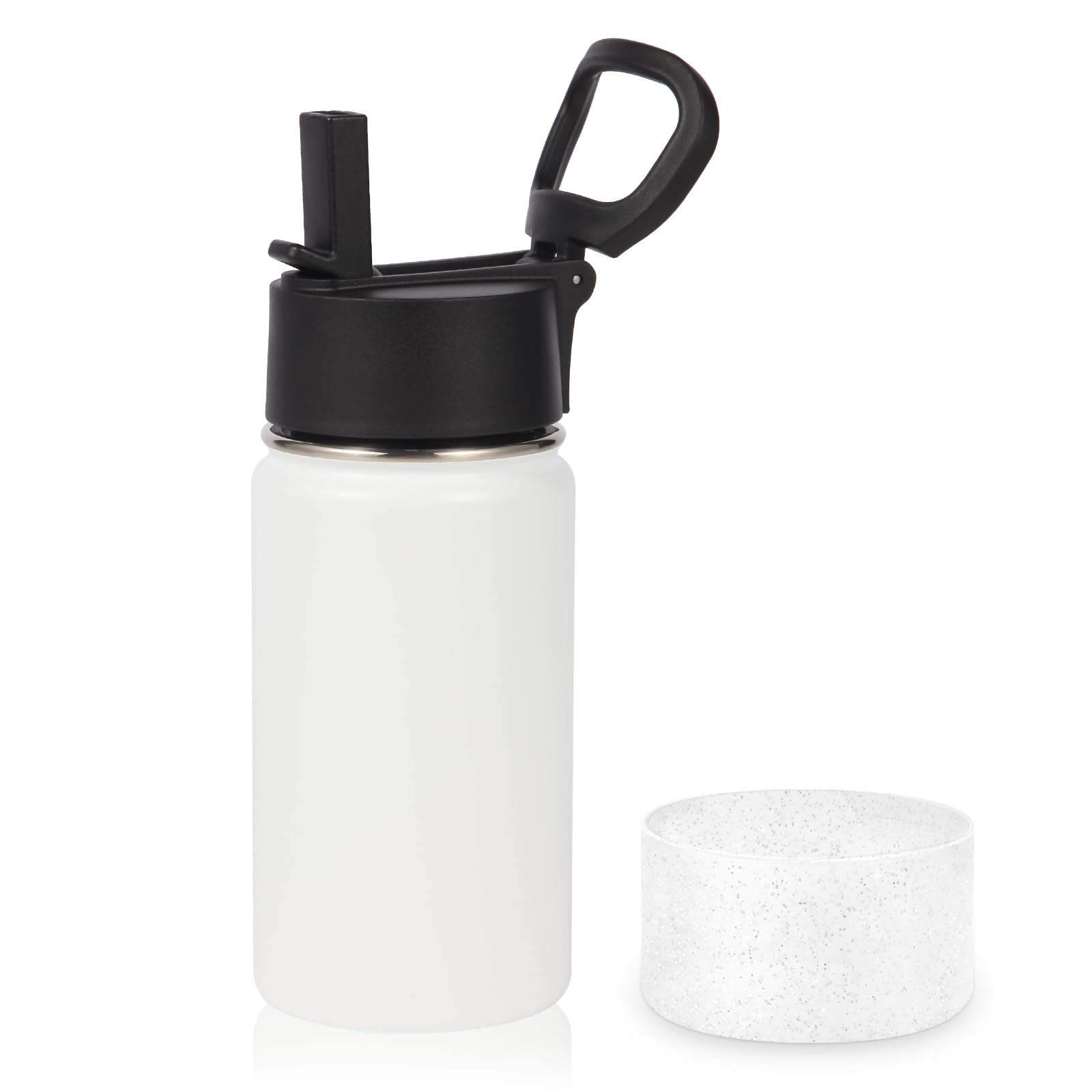 Volhoply 14oz KIds Stainless Steel Insulated Leakproof Water Bottle with Straw Lid and Silicone Boot,BPAFree Easy Use for Boys&