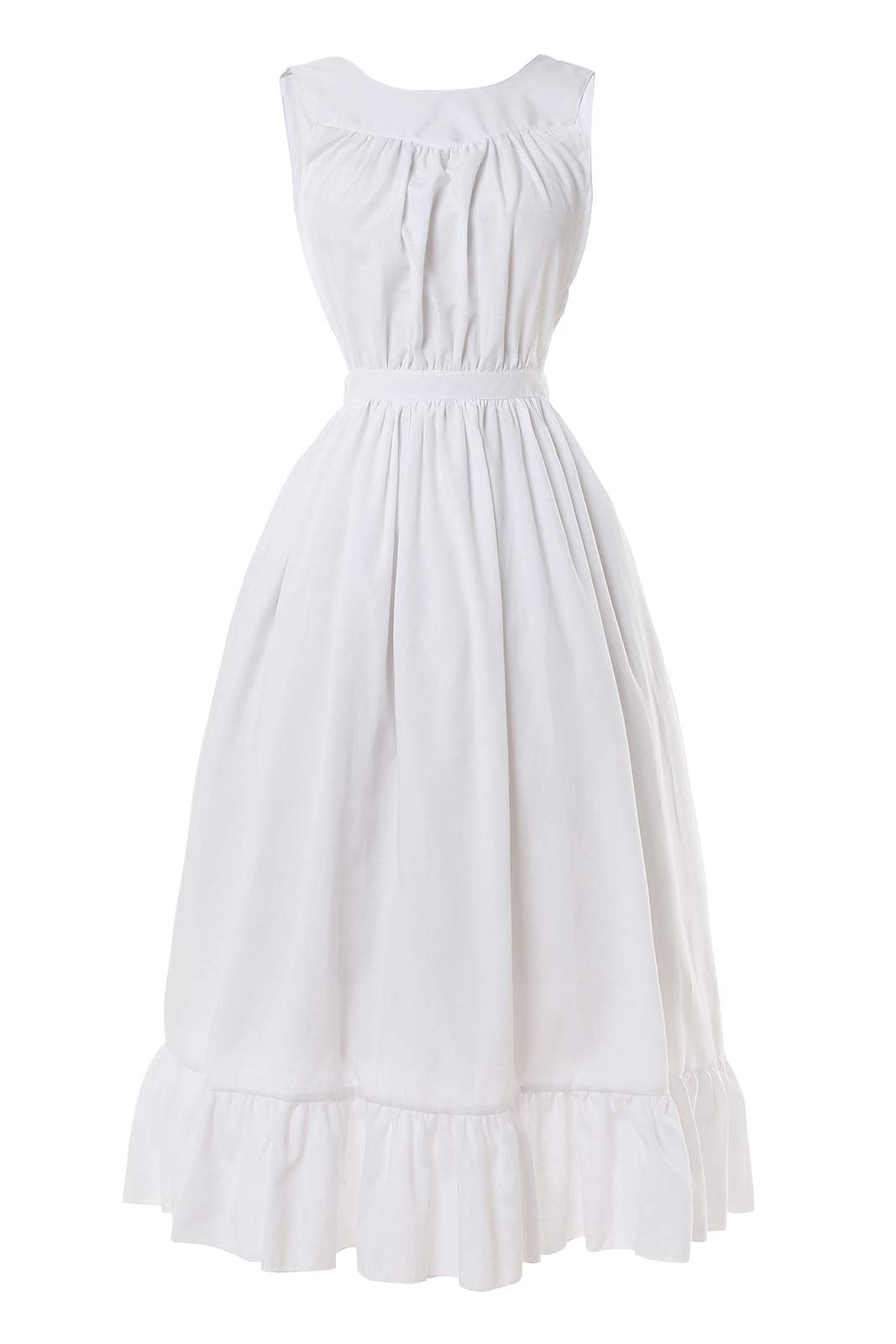 Cr Rolecos White Vintage Maid Ruffle Apron For Women Colonial Pioneer Peasant Apron Pinafore Adjustable Kitchen Gift M