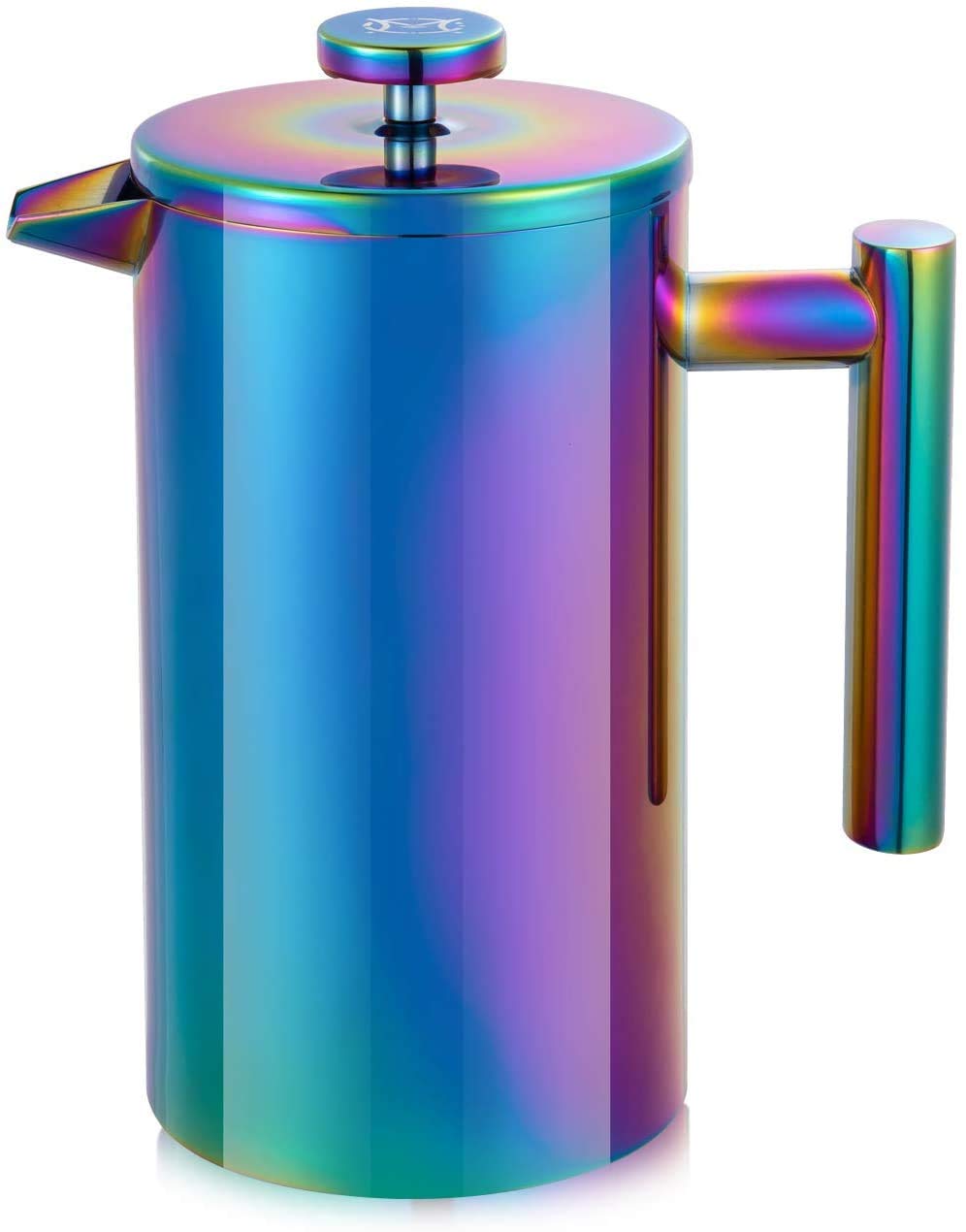 Magicaf   French Press Coffee Maker - 1 Or 2 Cups Small Stainless Steel Coffee Maker Double Walled French Press Rainbow 12Oz/350