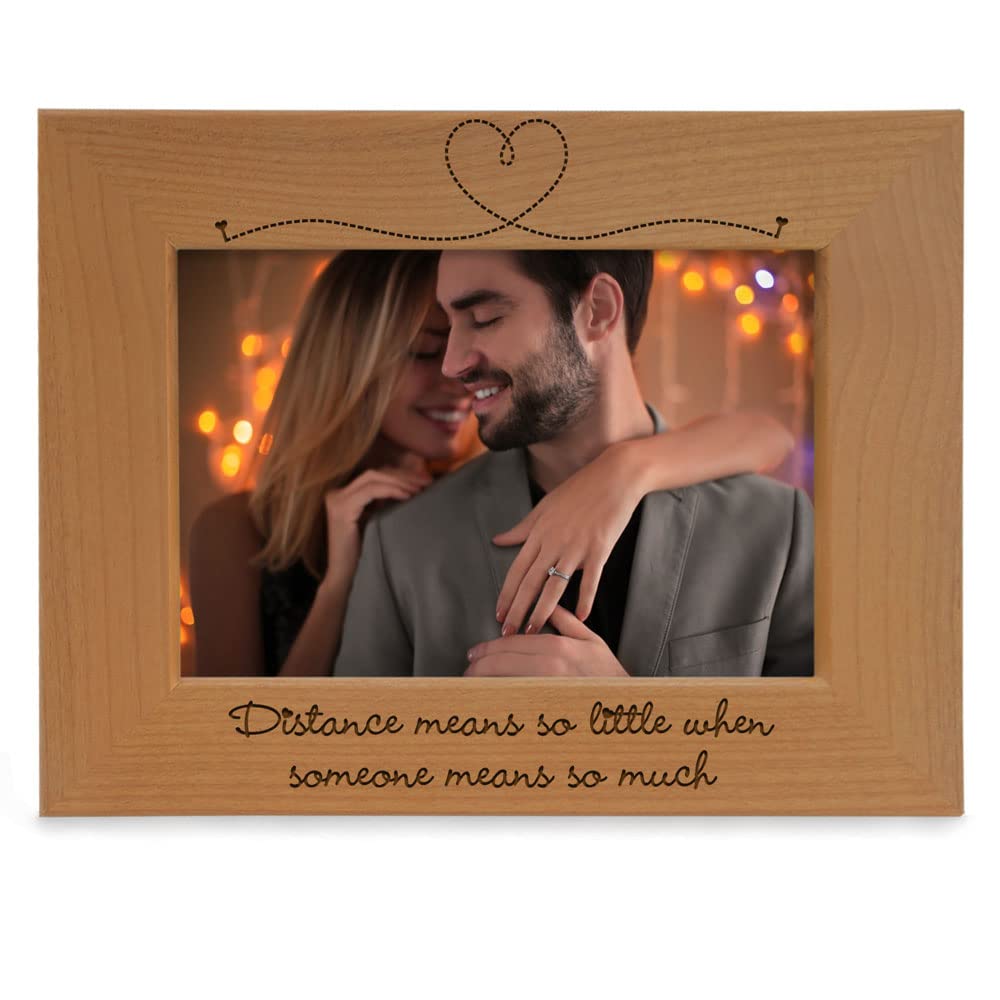 KATE POSH Distance means so little when someone means so much Wood Picture Frame - Engagement, Valentines Day Gifts, Weddings, 