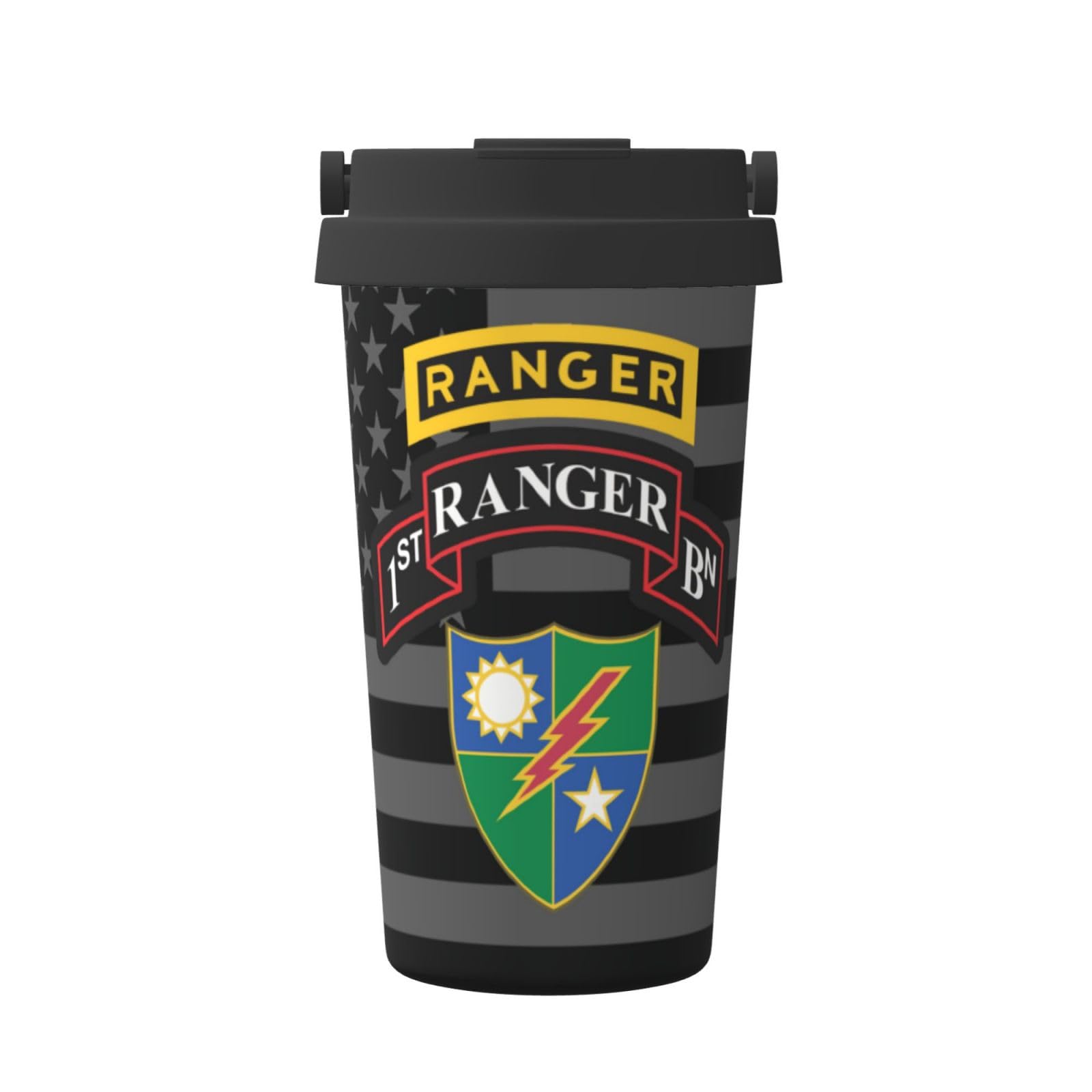 Biaomn Us Army 1st Battalion, 75th Ranger Regiment Ranger Tab Insulated Coffee Mug, Stainless Steel Vacuum Insulated Double Wall