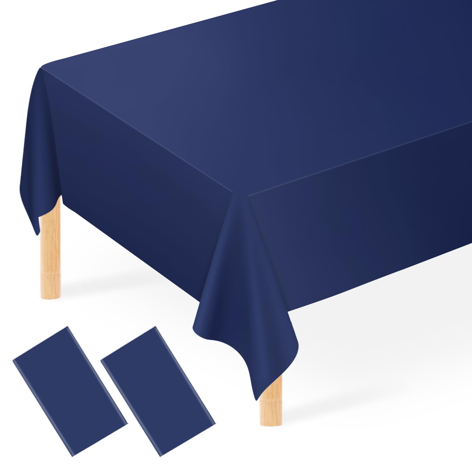 2 Pack Navy Blue Tablecloth Disposable Dark Blue Table Covers 54 x 108 Royal Rectangle Table Cloths for Parties Bridal Shower En