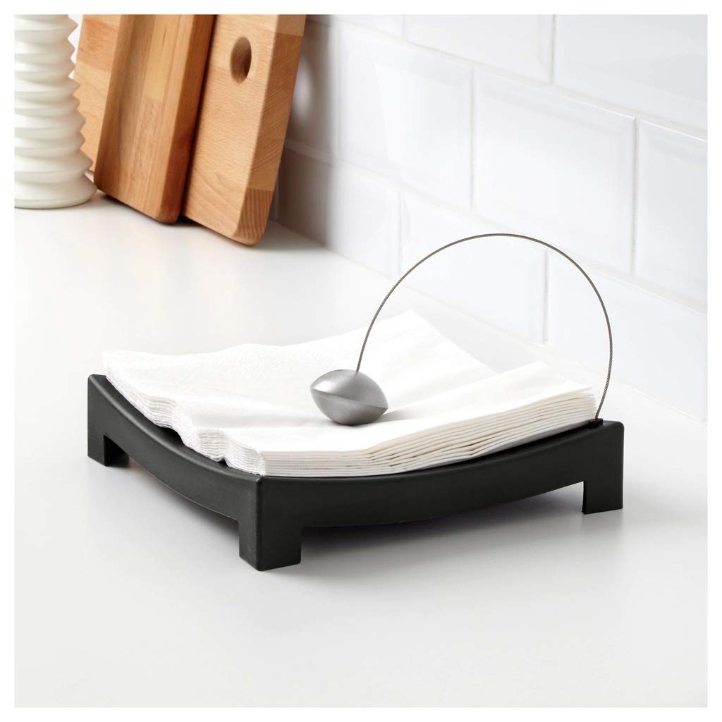 IKEA Napkin Holder, Aluminum, 1-Pack, Black, Model 800.454.48