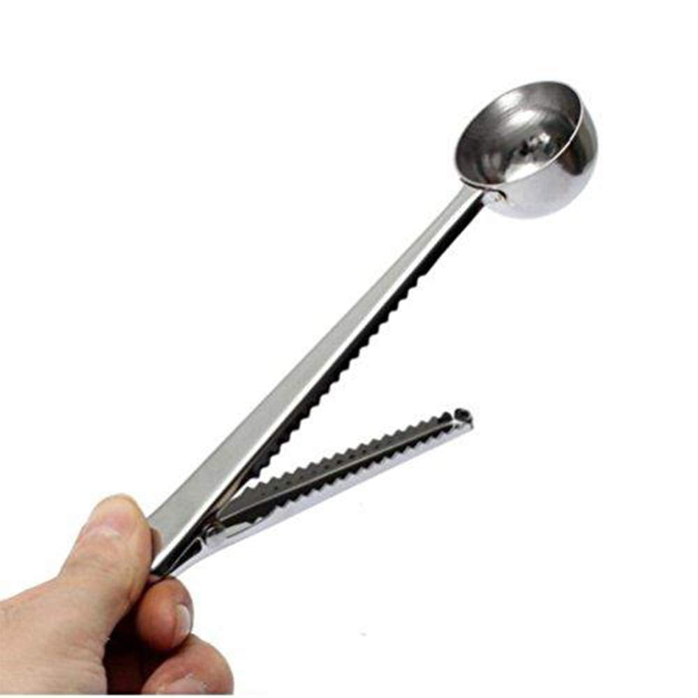 Coffee Scoop With Clip,2 In 1 Stainless Steel 1 Tbsp Ground Measuring Spoon With Bag Clip For Coffee Tea(3, Silver)