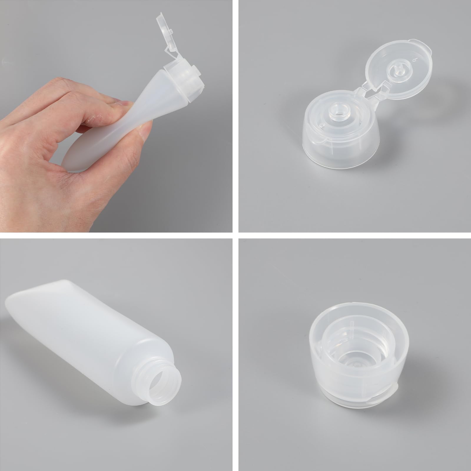 Bewudy 5 Pcs Travel Bottles, Refillable Toothpaste Tubes, Small Travel Squeeze Bottles, Refillable Makeup Foundation Container F