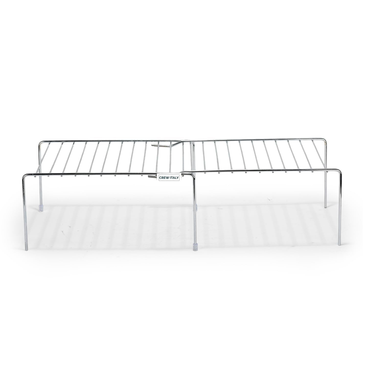 Crew Italy Stainless Steel Multipurpose Expandable Dish Rack Storage Shelves For Kitchen Cabinets Plate Stand Utensil Rack (Chro