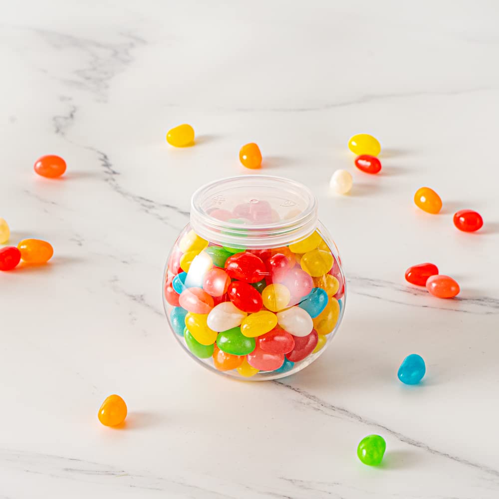 Restaurantware 3 Ounce Candy Jars 100 Disposable Small Jars - Snap-On Lids Included Bulbous Design Clear Plastic Yogurt Parfait