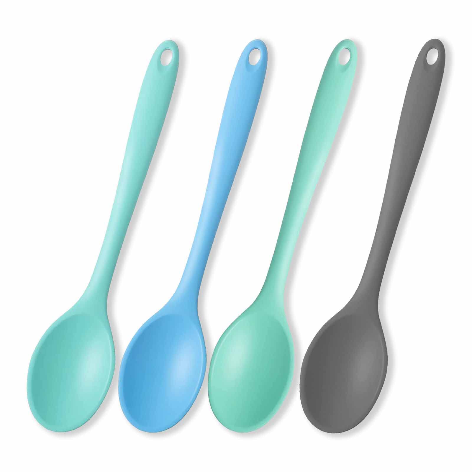 4 Pcs Small Silicone Mixing Spoon Heat Resistant Cooking Baking Spoons Set, Kitchen Utensil Spoons For Eating Baking Stirring Se