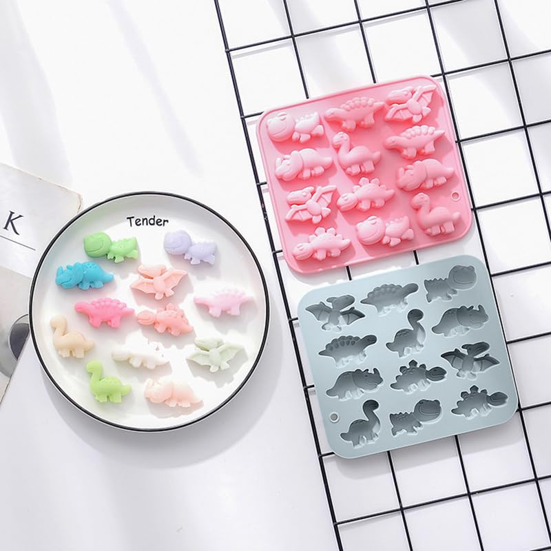 Sujosa Silicone Cake Pop Mold Non Stick Fancy Mold Cake Pan 12 Cavity Dinosaur Shape Candy Cupcake Cornbread Chocolate Brownie G