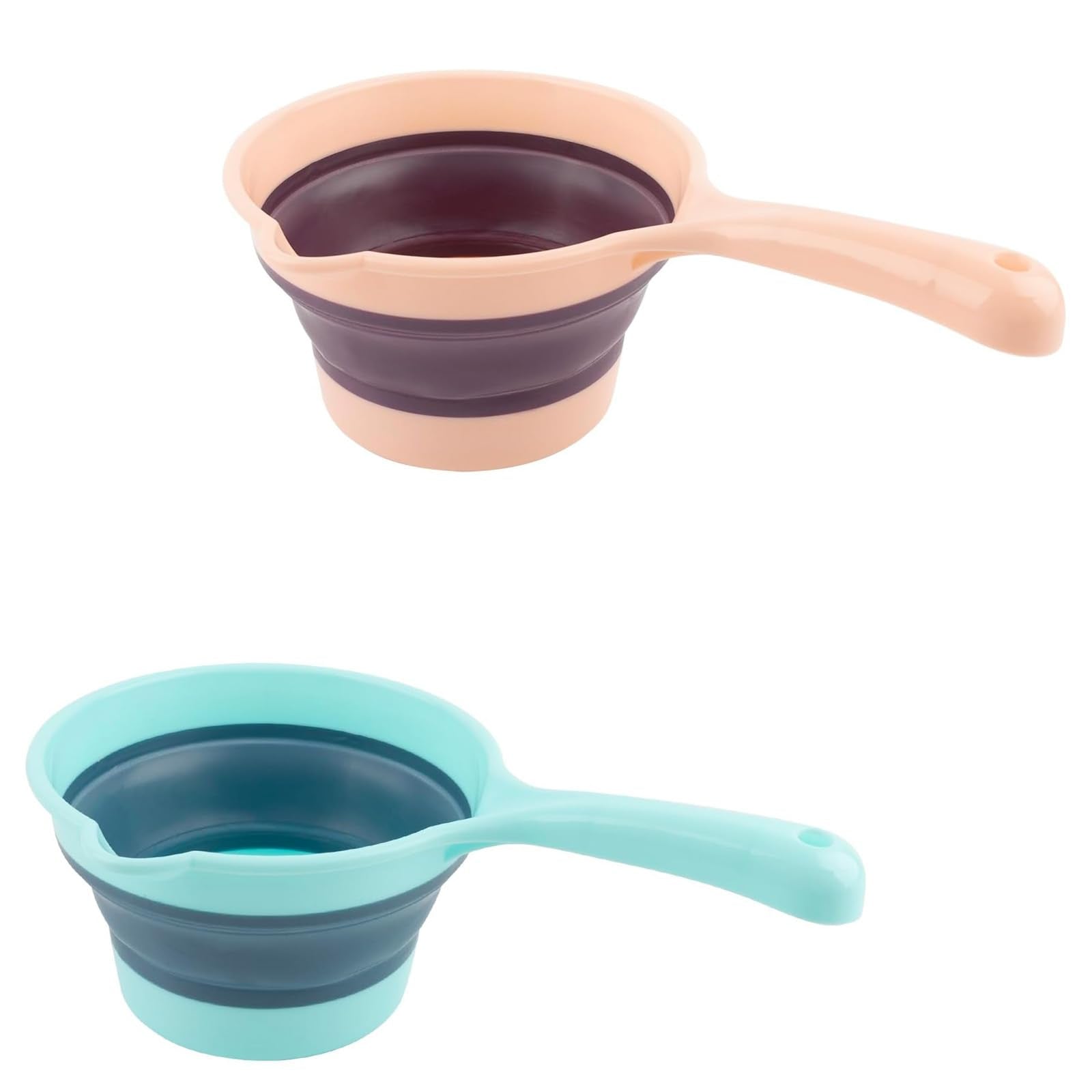 Auiurrer 2 Pcs Folding Water Ladle Blue&Light Pink