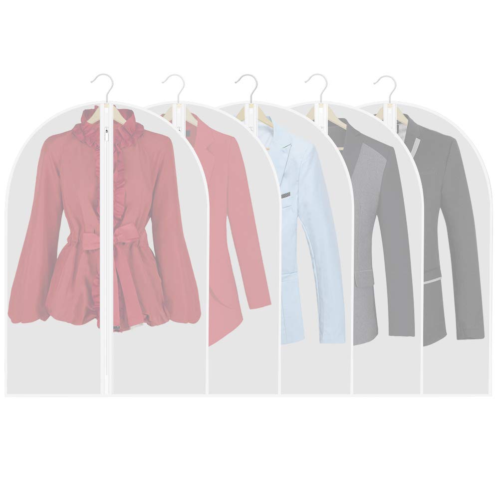Thipoten Garment Bags, Set Of 5 Lightweight 33 Inch Suit Bags With Full Stainless Steel Zipper, Garment Bags For Storage/Closet/