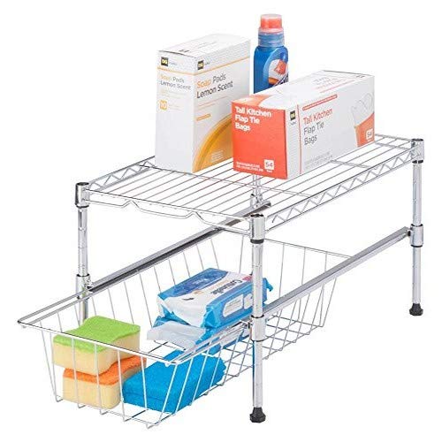 Honey-Can-Do Stacking Cabinet Organizer-Sm Shf-03525 Chrome 11.75 X 17.5