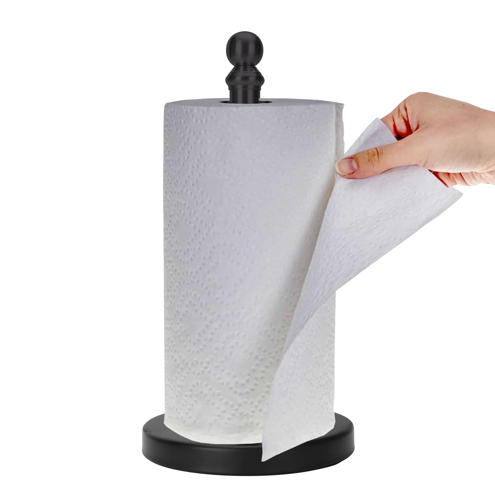 Paper Towel Holder Countertop, Standing Paper Towel Roll Holder for Kitchen Bathroom, with Weighted Base for One-Handed Operatio