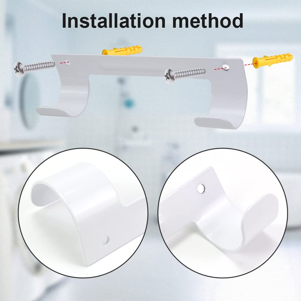 EXCLEN Ironing Board Hanger Wall Mount Organizer Rack, White, Model E129, Durable Iron Construction for Laundry Rooms